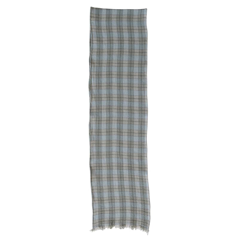Woven Cotton Double Cloth Table Runner with Frayed Edges - Multicolor