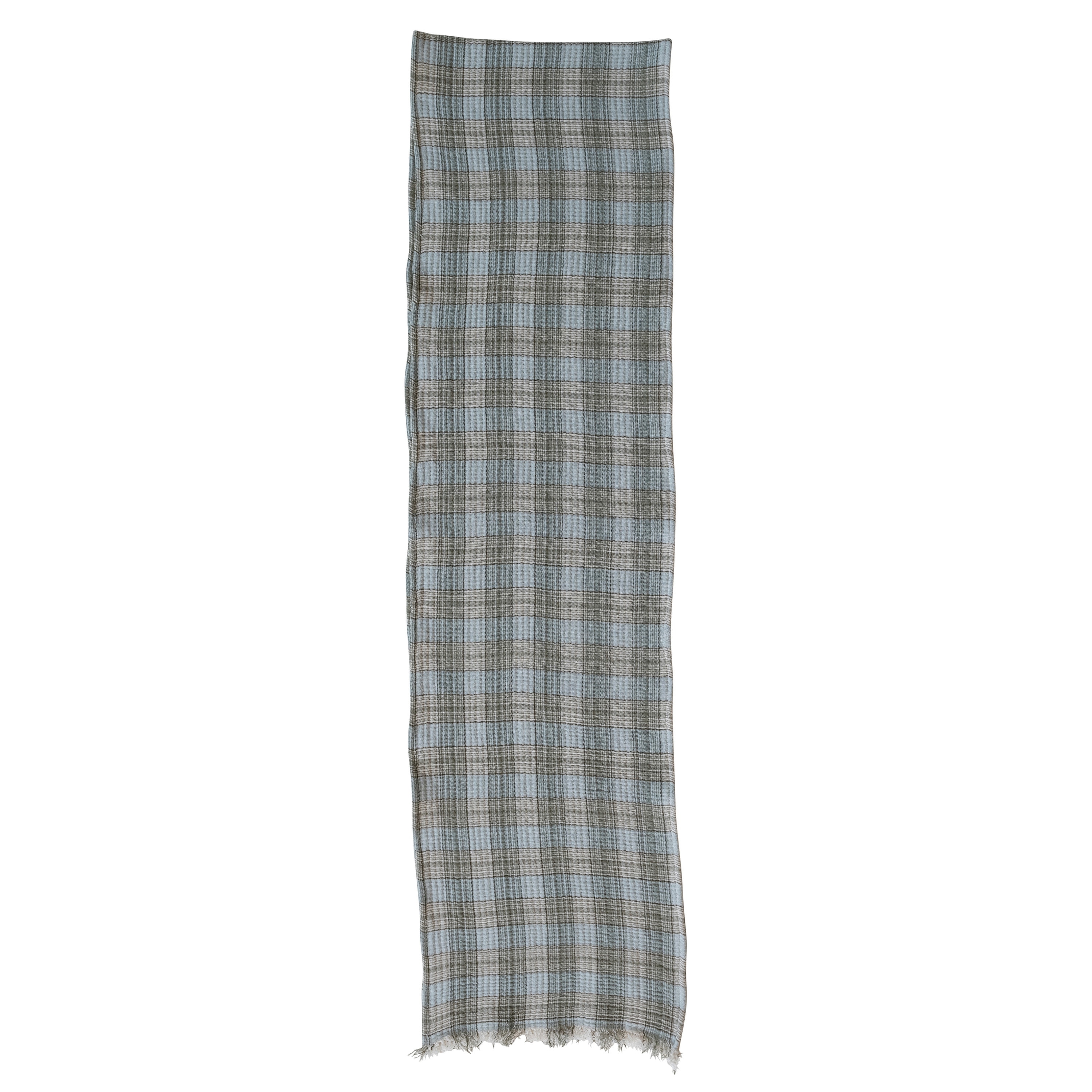 Woven Cotton Double Cloth Table Runner with Frayed Edges