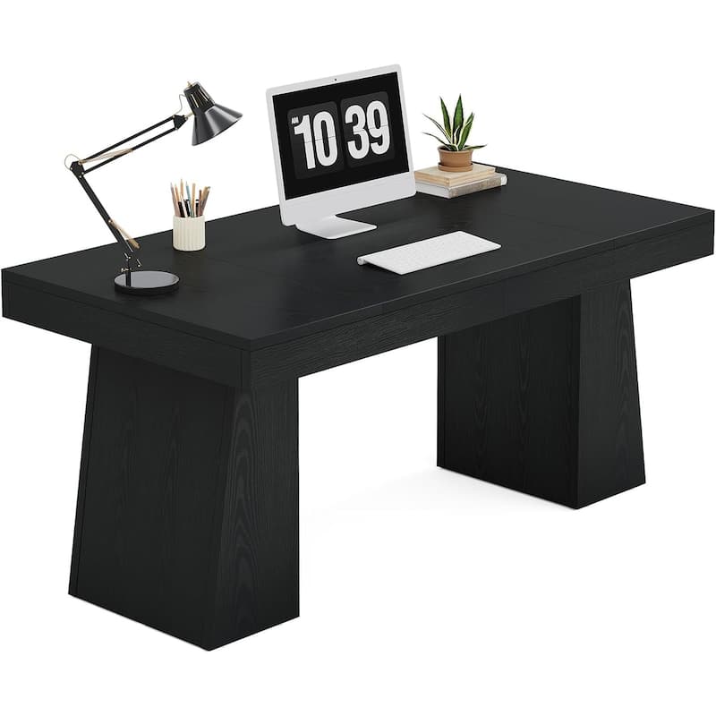 Brown Wood Mid-Century Executive Desk for Home Office