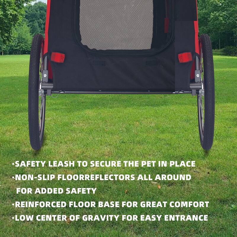 Durable Dog Bike Trailer with 20-Inch Wheels, Zippered Mesh Doors, and 88lb Capacity