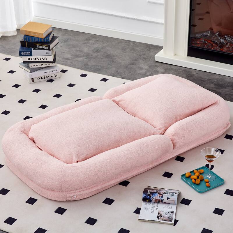 Folding Sofa Chair with 5 Adjustable Positions Plush Floor Lounge Chair