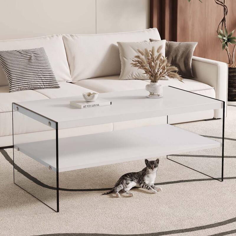 Double layered rectangular coffee table