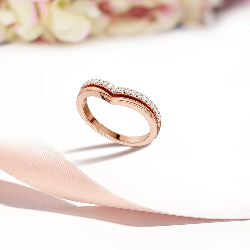 1/6ct TDW Diamond Contour Wedding Band in 10K Gold for Women