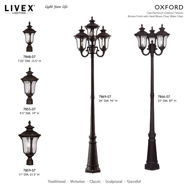 Livex Lighting 1-light Bronze Outdoor Post Lantern, 7848-07 - 7.25" Dia. x 15.5" H