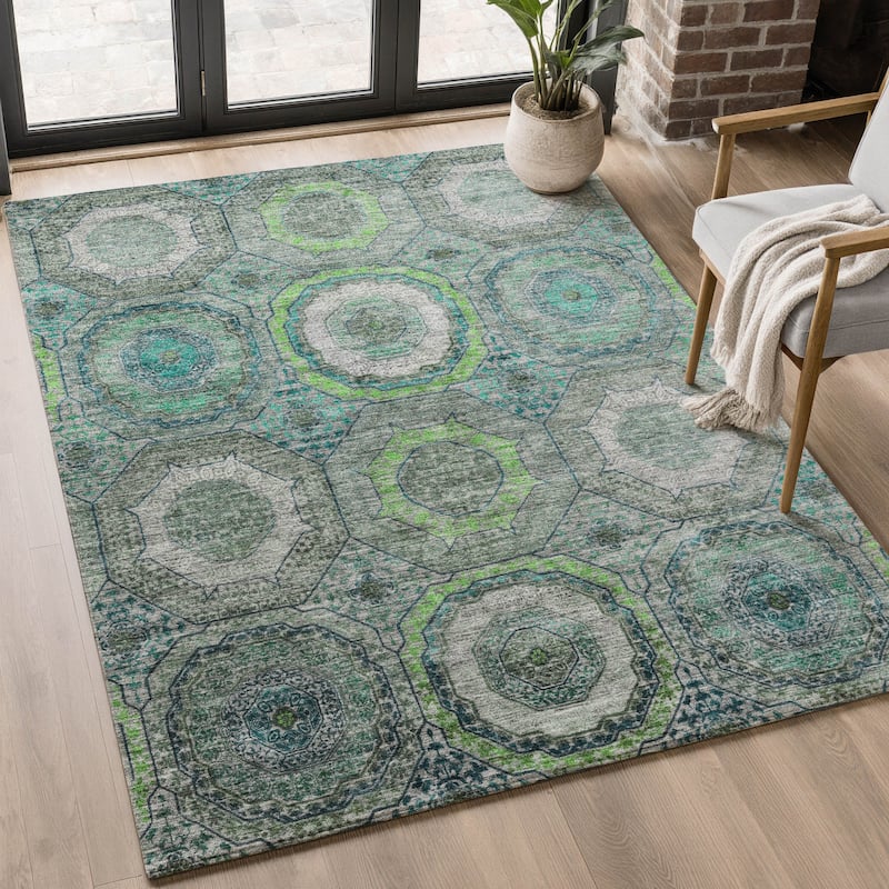 Premium Washable Super Soft Traditional Mamluk Mayfield Rug - Teal - 2'6" x 3'10"