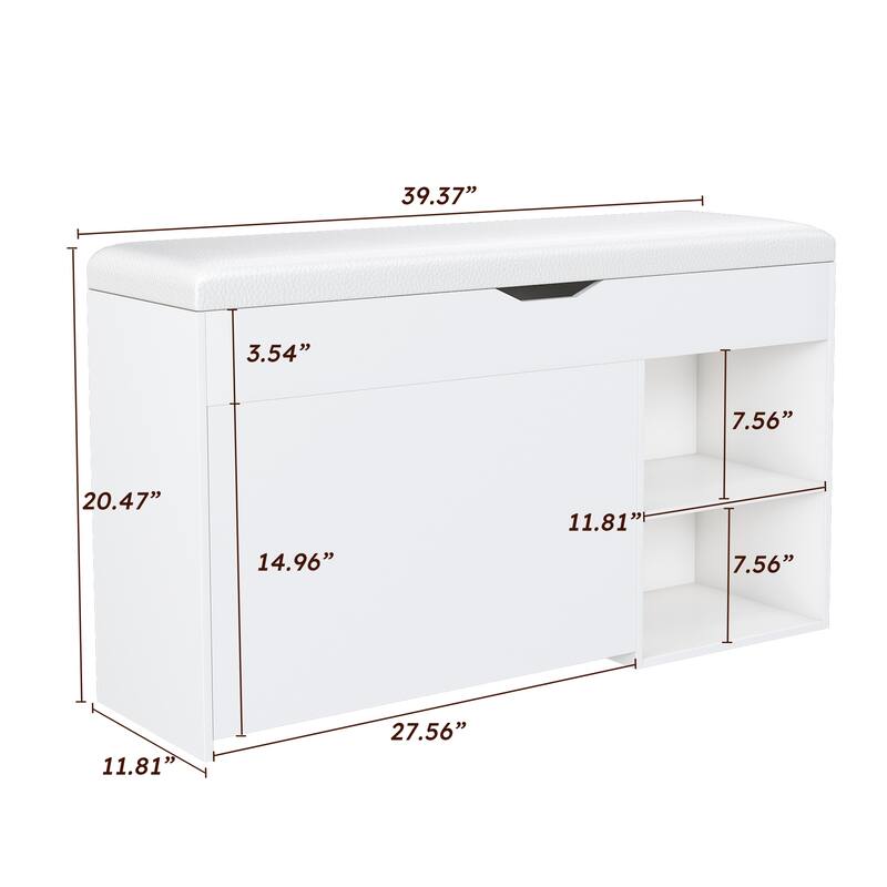 Shoe Storage with Adjustable 3-Tier Flip-Up Drawers & Hidden Cabinet