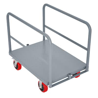 Heavy Duty Steel Panel Truck - 2000 lbs Drywall & Lumber Cart with 3 Side Handrails, 6" Swivel Brake Casters, 36"x24"