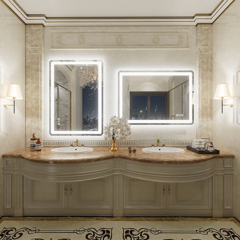 UL Certified Frameless LED Front Light and Backlit Wall Bathroom Vanity Mirror