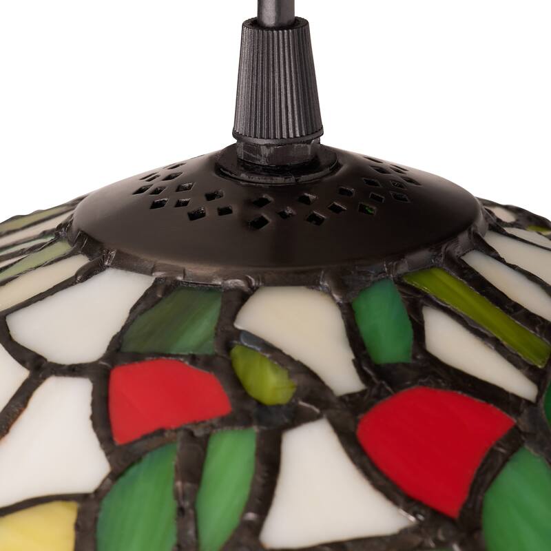 Flores River of Goods Black Metal and Stained Glass 9.5-Inch Pendant Light with Adjustable Hanging Cord - 9.5" x 9.5" x 72.5"