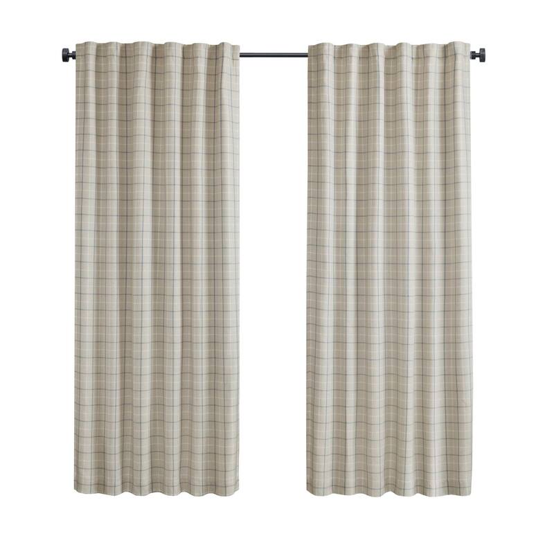Plaid Rod Pocket and Back Tab Curtain Panel