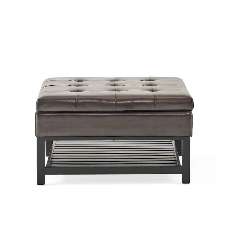 Storage Ottoman Coffee Table,Square Ottoman with Storage and Bottom Rack