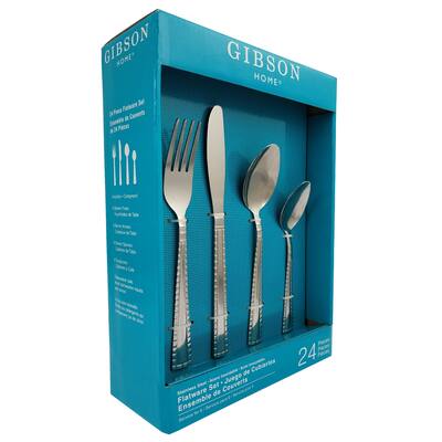 Flight Path 24 Piece Flatware Set with Tumble Finish -
