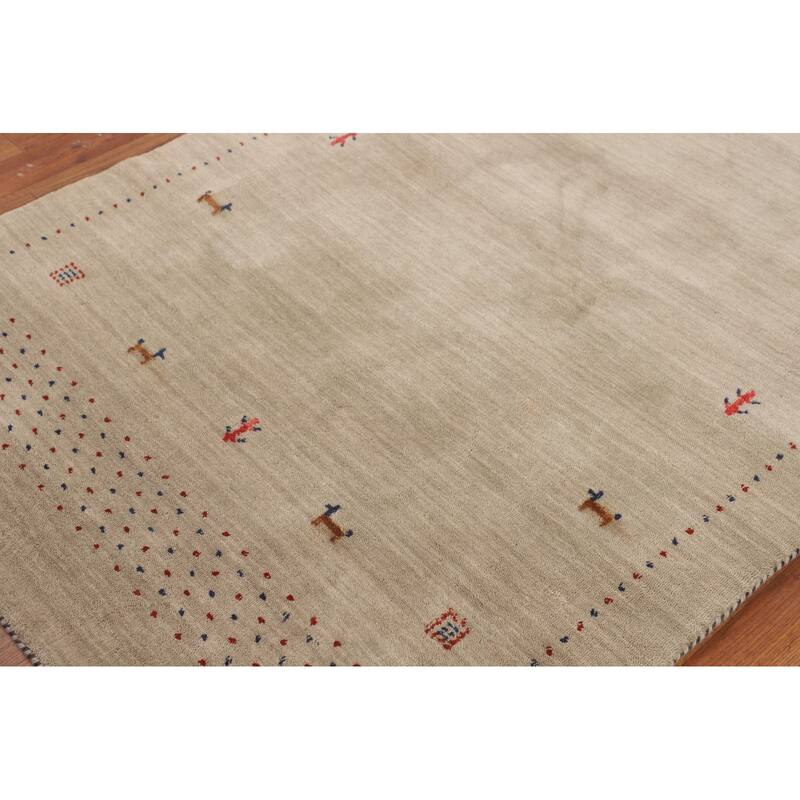 Little Animals Tribal Gabbeh Indian Foyer Rug Hand-Knotted Wool Carpet - 3'11"x 5'10"