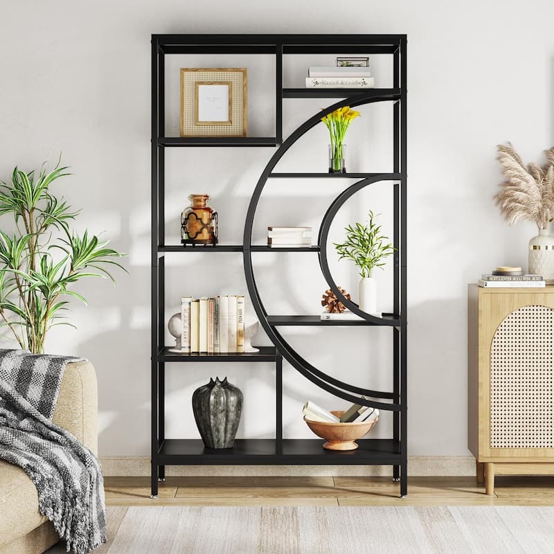 71 inches Geometric Bookcase, 8 Tiers Tall Bookshelves for Home Office