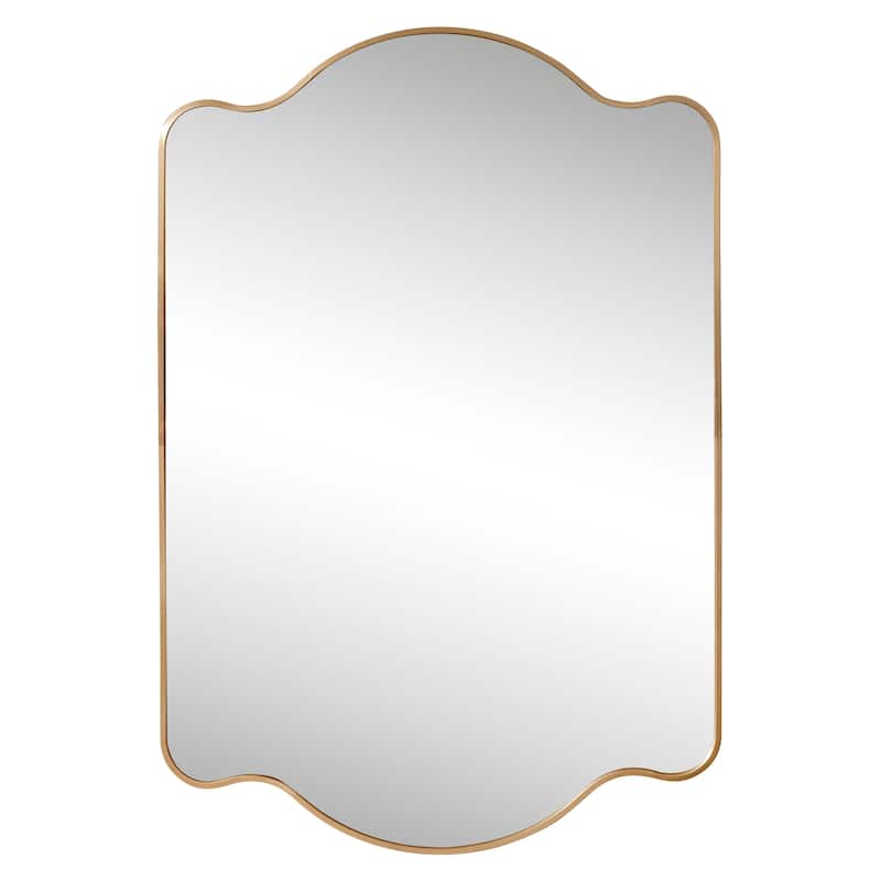 JONATHAN Y Scalloped Rectangular Metal Framed Wall Mirror - 36 H x 24 W x 1.08 D