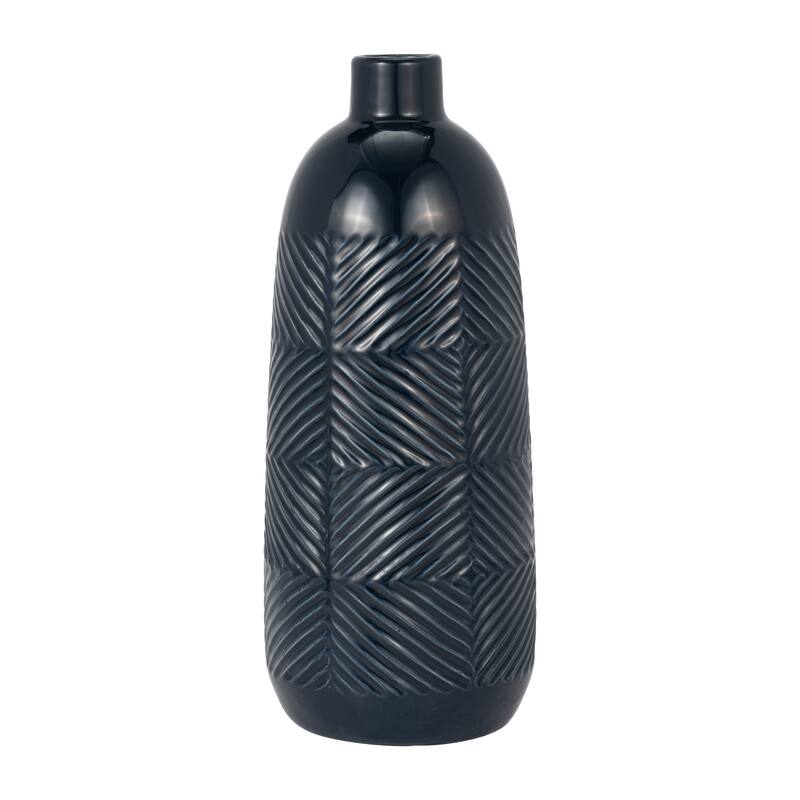 Sagebrook Home Ceramic Cylinder Textured Lines Vase