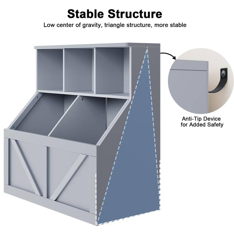 Kids Bookshelf and Toy Storage, Toy Storage Organizer with Storage Cabinet and Toy Shelf, Toddler Book Shelf