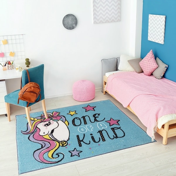slide 2 of 4, Licensed Nickelodeon Jojo 'One of a Kind' Unicorn Youth Digital Print Area Rug - 3'6"x4'6"