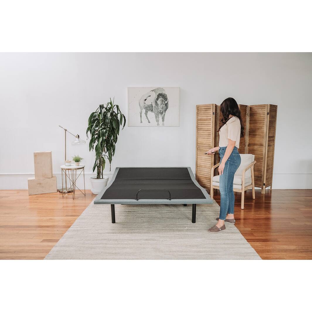 Black and Grey Flex Head King Adjustable Bed Base With Head and Foot