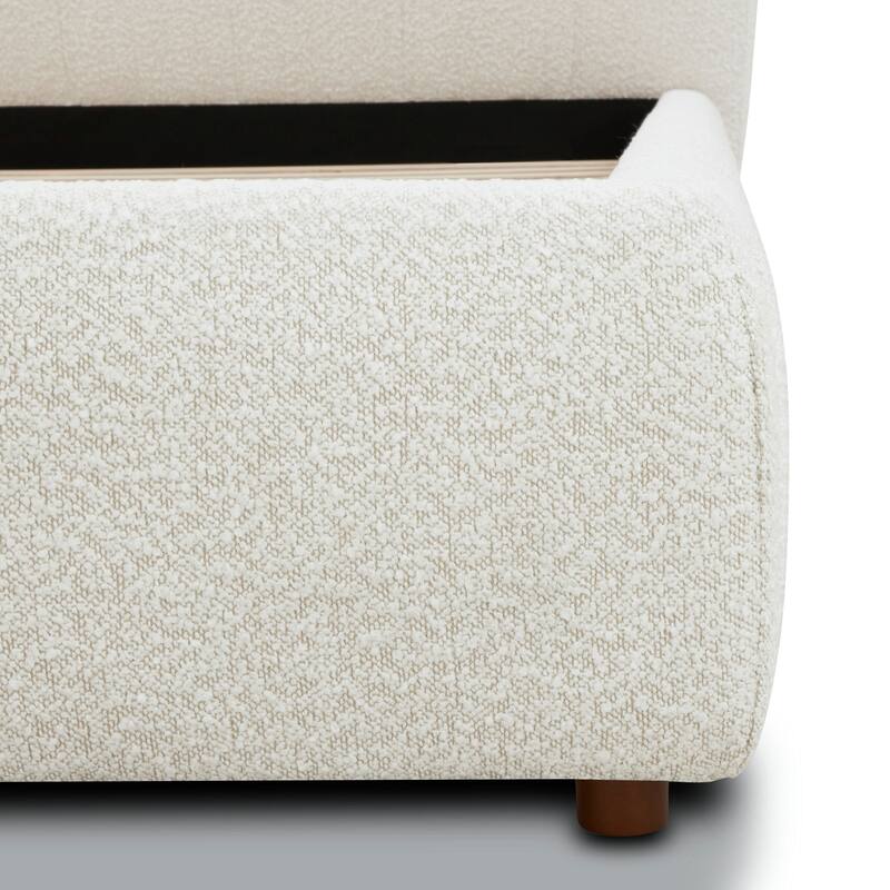 Poly & Bark Ares Queen Bed in Froth White Boucle