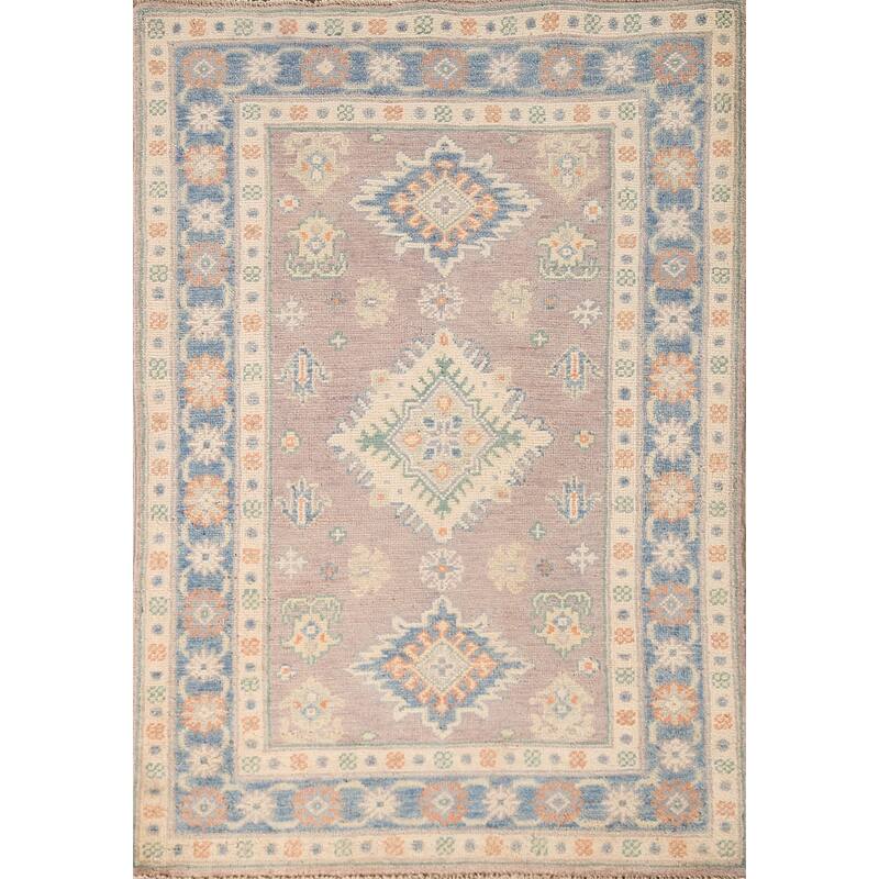 Geometric Kazak Foyer Rug Handmade Wool Carpet - 2'7" x 4'1"