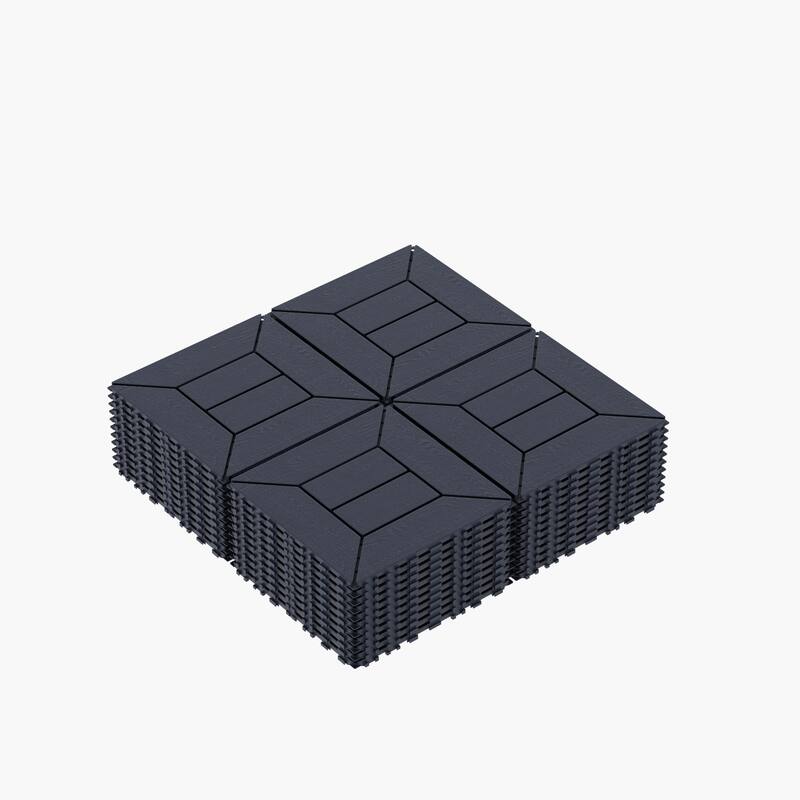 12" Interlocking Patio Deck Tiles – DIY Modular Flooring for Porch, Poolside, Balcony (44-Piece Set) - 44pcs