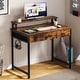 preview thumbnail 15 of 17, Moasis Small Computer Desk with Fabric Drawers and Monitor Stand Brown - 31"