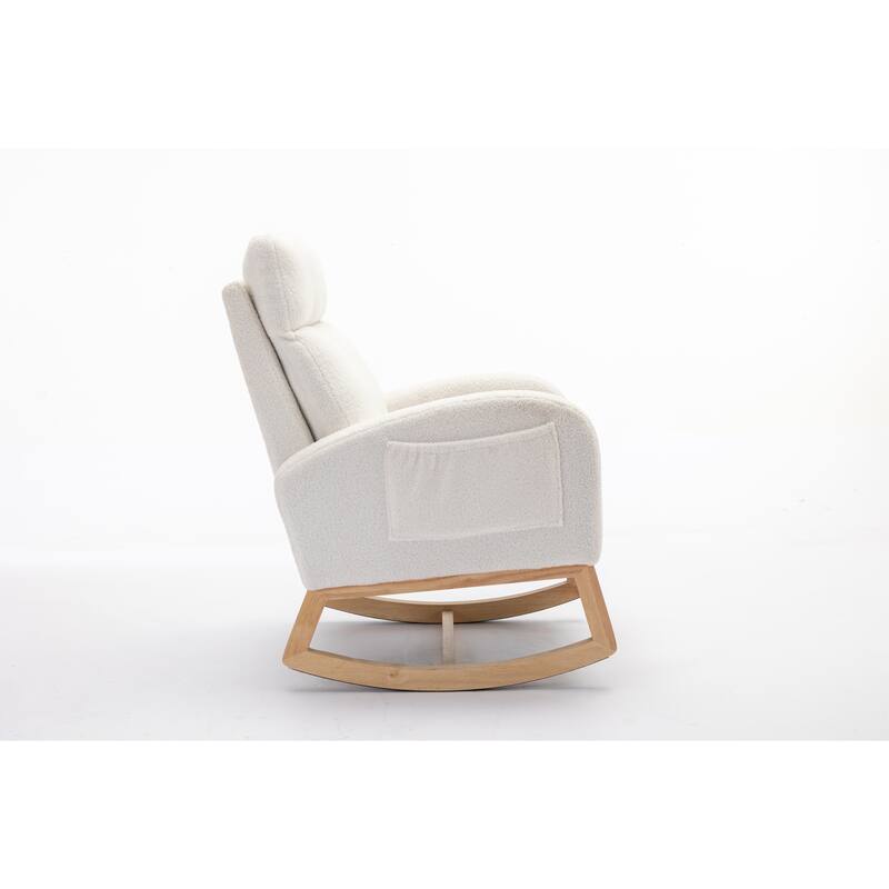 Teddy Fabric Rocking Chair With Right Pocket For Indoor