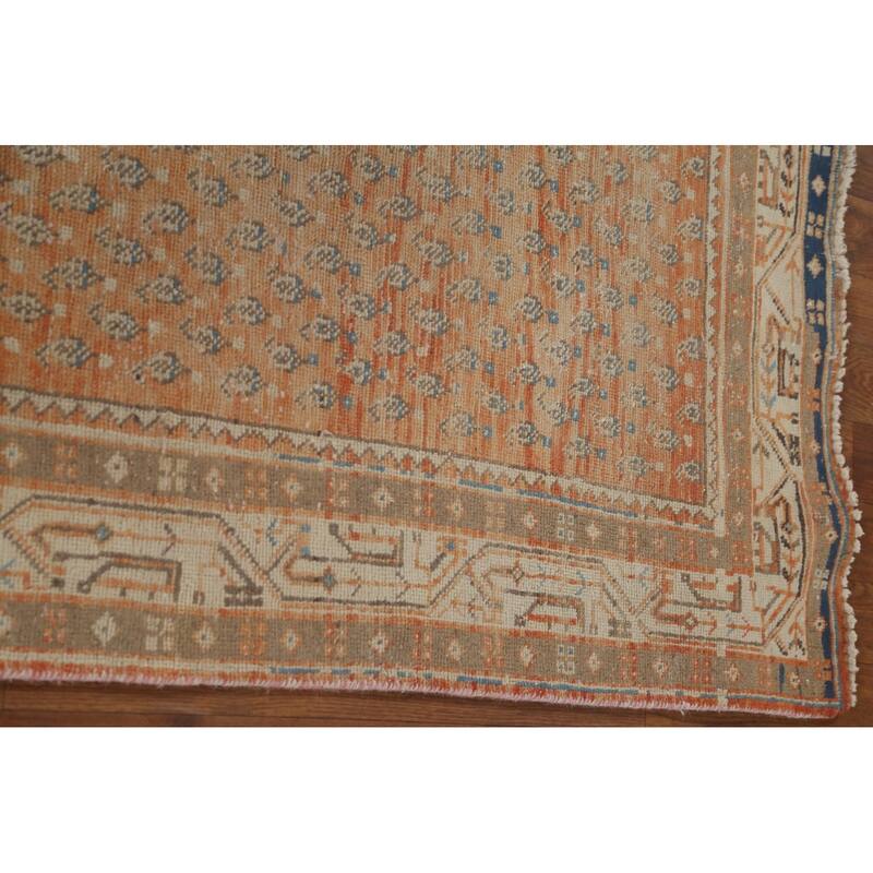 All-Over Botemir Persian Vintage Runner Rug Hand-Knotted Wool Carpet - 3'5" x 9'5"