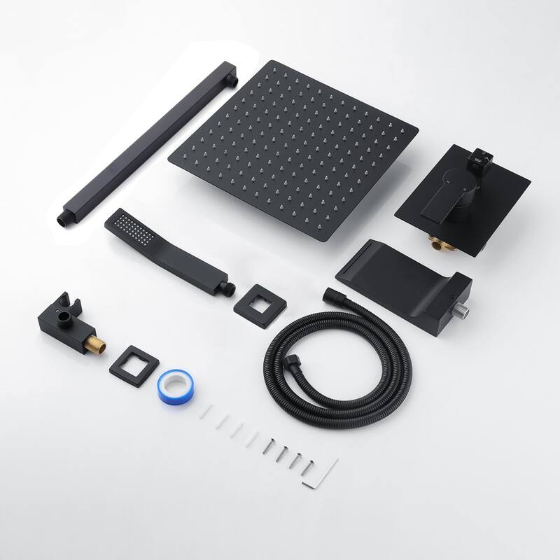 Shower System with Tub Spout,with 12" Rain Shower Head and Handheld Spray combo, Wall Mounted Tub Shower Systems