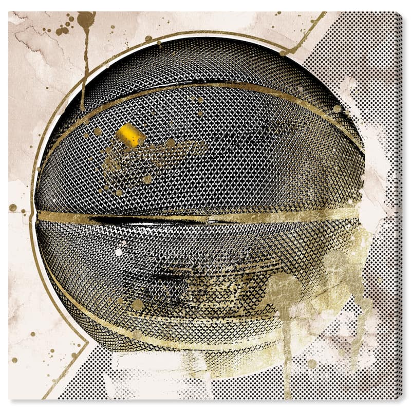 Wynwood Studio Prints Sports and Teams For a Basketball Game Black and Metallic Gold Glam Wall Art Canvas Print