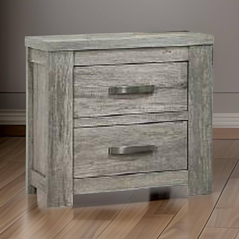 Gray 2 Drawer 17 in. W Nightstand with Bar Metal Handles