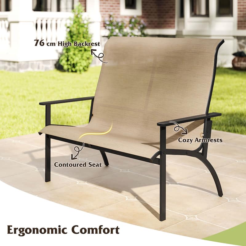Costway 2-Person Patio Garden Bench with High Back and Armrests 880