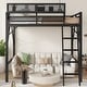 preview thumbnail 1 of 12, Metal Loft Bed with Storage Shelves and Ladder Full