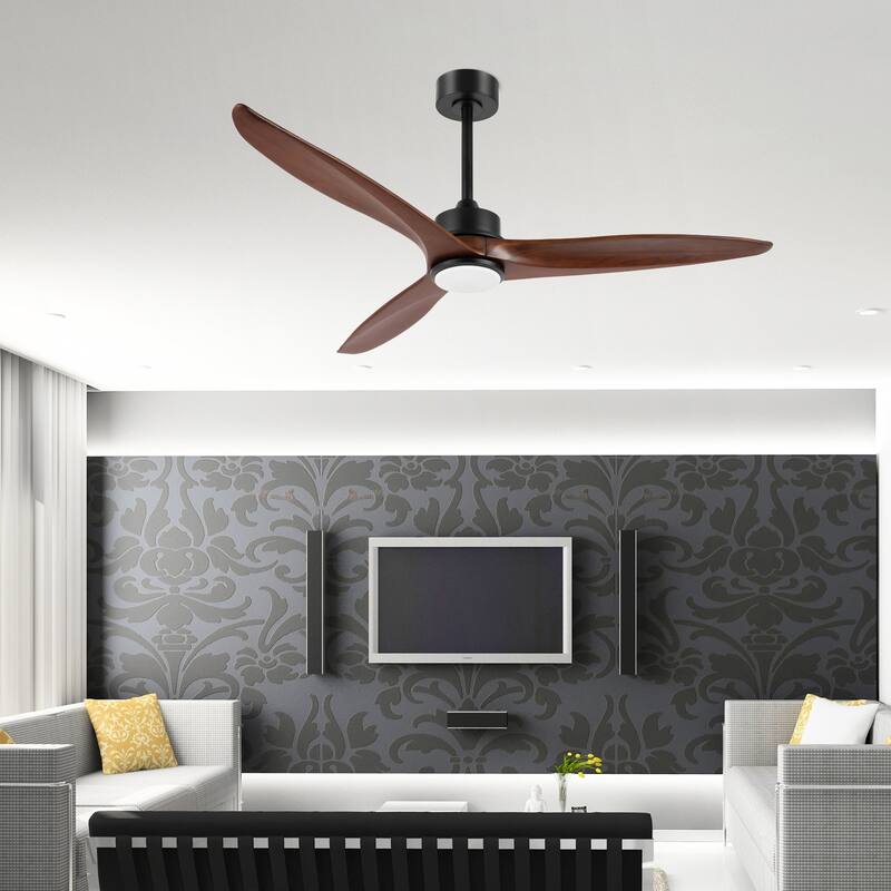 GetLedel 52-in Solid Wood Propeller LED Ceiling Fan with Remote and Light