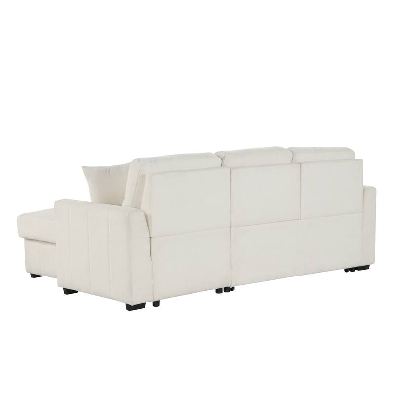 90" L-Shaped Sectional Sleeper Sofa - Reversible Storage Chaise, Drop-Down Center Console, Modular Living Room Couch