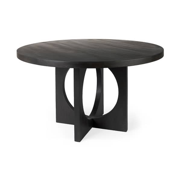 slide 2 of 15, Liesl Black Solid Wood Round Dining Table Black