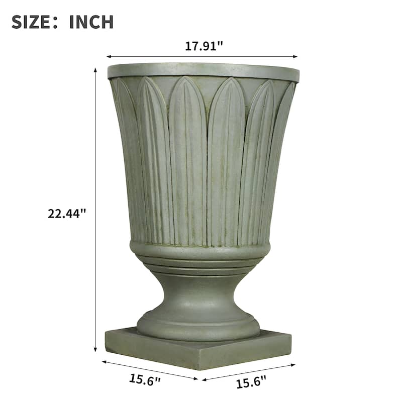 Christopher Knight Home - Classical 22.4"H Outdoor Pedestal Urn Planter with Embossed Leaf Design
