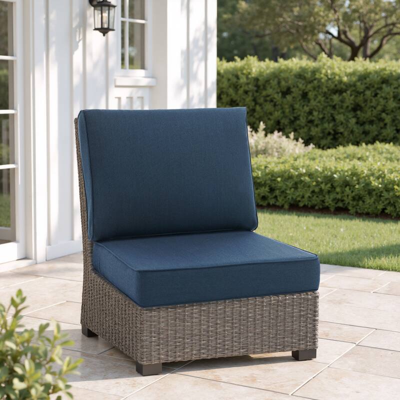 Outdoor 4.7" Thick Sunbrella Cushion Set with Back and Seat Cushions - Navy