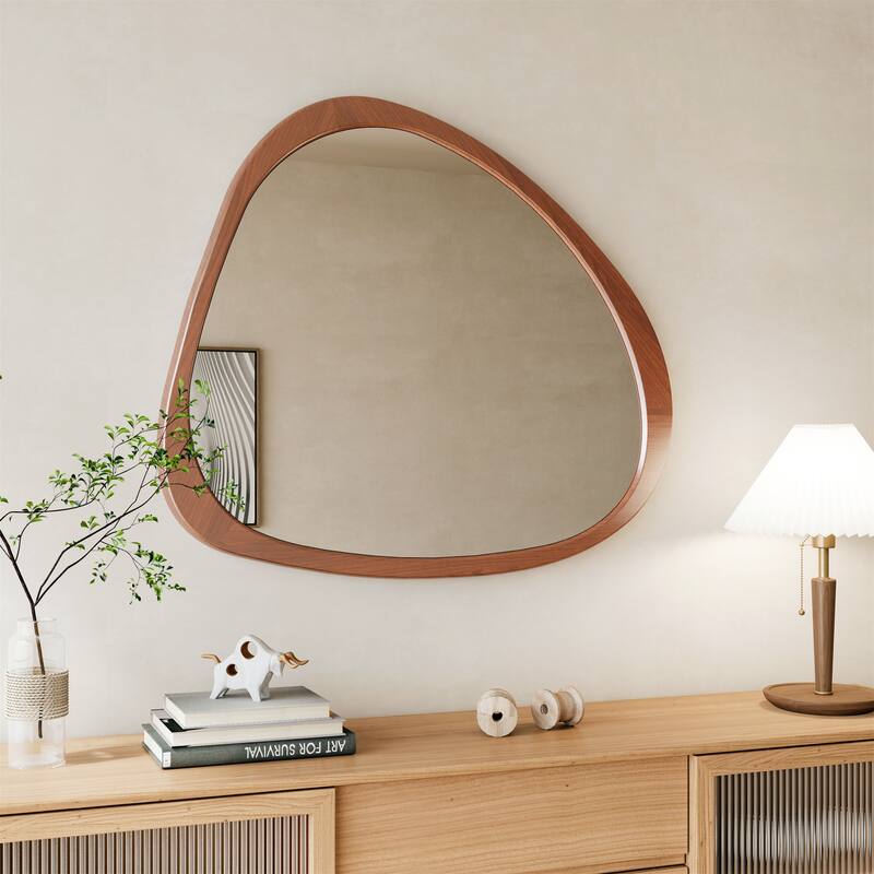 Wall Mirror Wooden Framed Mirror Large Sized - Natural Wood