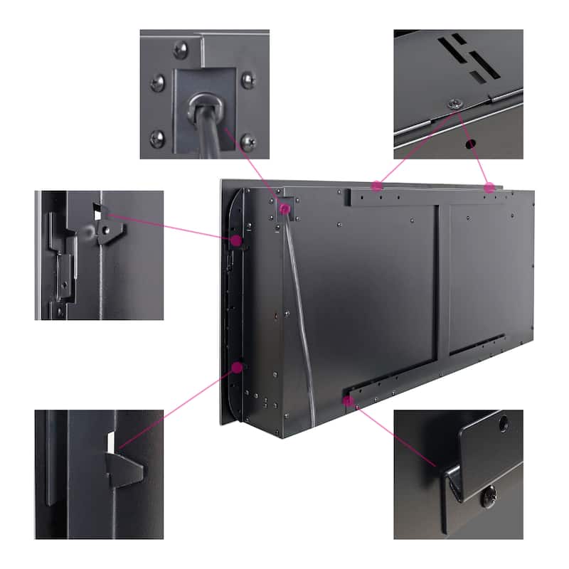 50" Recessed Ultra Thin Tempered Glass Front Wall Mounted Electric Fireplace With Remote And Multi Color Flame & Emberbed