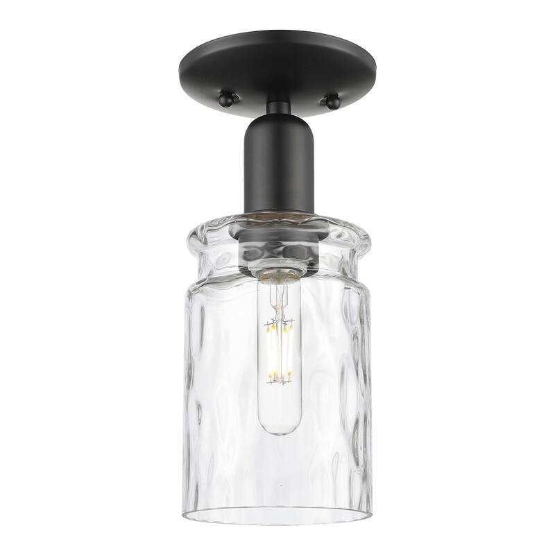 Innovations Lighting 716-1C-12-5 Candor Semi-Flush Candor 5" Wide - Matte Black / Clear Waterglass