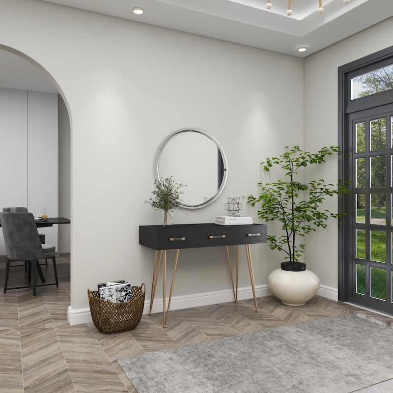 Silver Metal Minimalistic Round Room Wall Mirror