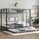 preview thumbnail 2 of 10, Twin XL over Twin XL Metal Bunk Bed Frame with Twin Size Trundle, Plastic Stoppers, Built-in Ladder and Full-Length Guardrails