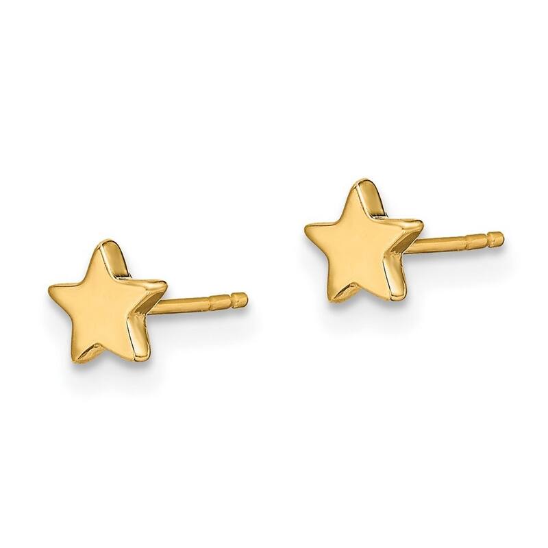 Curata 14k Yellow Gold Polished Small 5mm Star Post Earrings