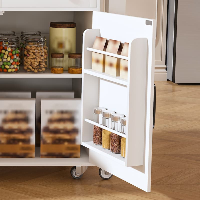 Multi-Functional Kitchen Island Cart with Extendable Table‌–74.8" Rolling Design,3 Drawers + 2 Cabinets & Built-In Power Outlet