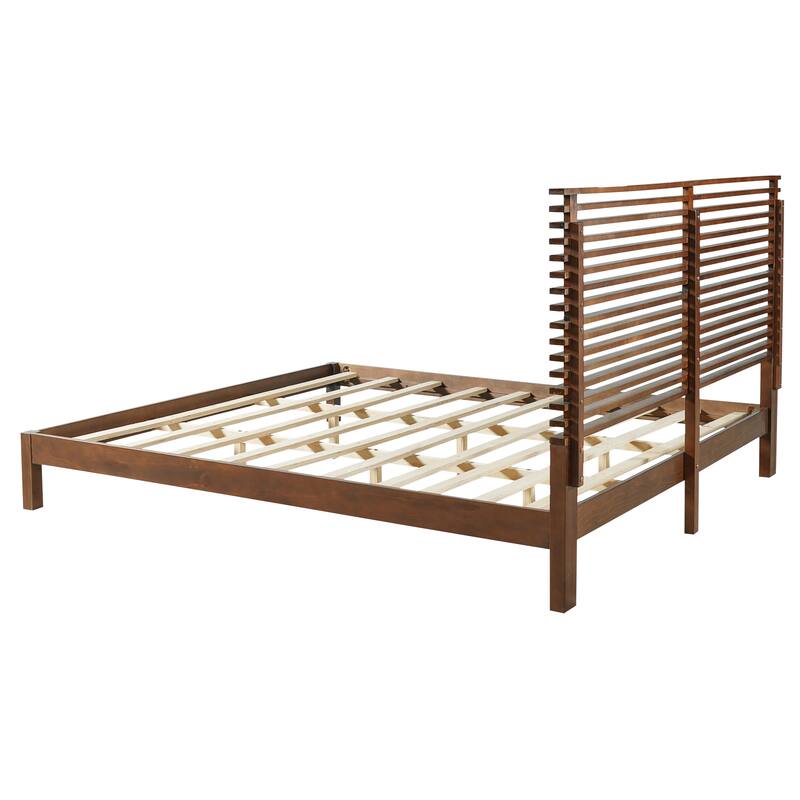 Christopher Knight Home - Stirling Contemporary Bedroom Set with Horizontal Slats Design Bed Frame & Shelf Storage Nightstands