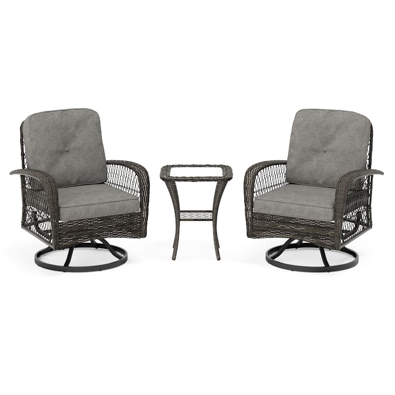 Corvus Livorno Outdoor 3-piece Steel Wicker Swivel Chat Set