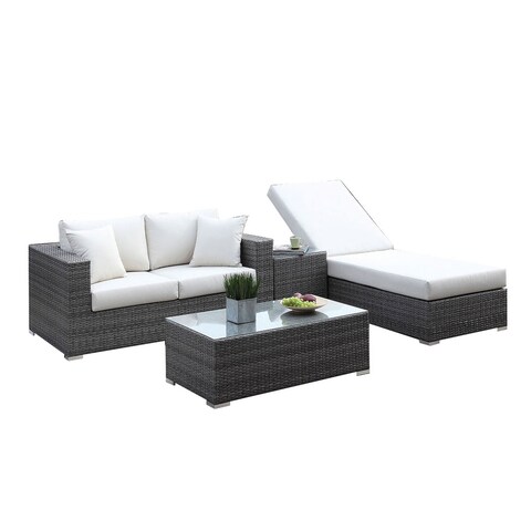 4 Piece Patio Set in Light Gray and Ivory