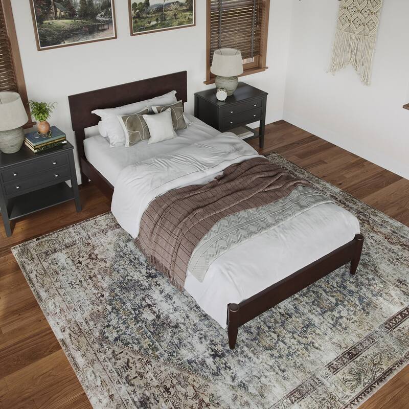 Aria Solid Wood Modern Low Profile Platform Bed